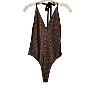 Cosmopolitan Dress The Population Brigette Black Net Bodysuit Swimsuit Large